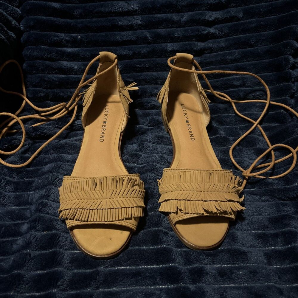 Lucky Brand Women's Sz 7M/37 Shoes Sandals Brown Leather Open Toe
